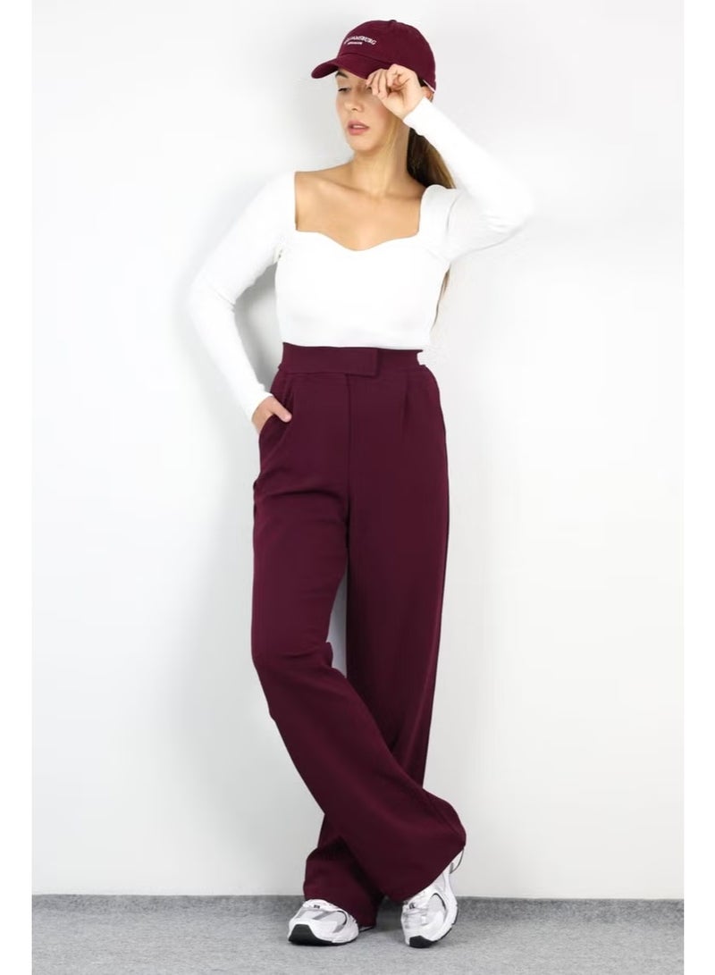 Ritnice Line Women's Lycra Velcro Closure Claret Red Palazzo Trousers - Image 4